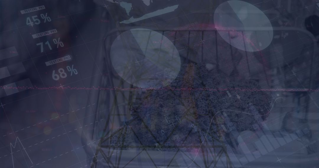 Futuristic Digital Interface with Data and Technology Overlay