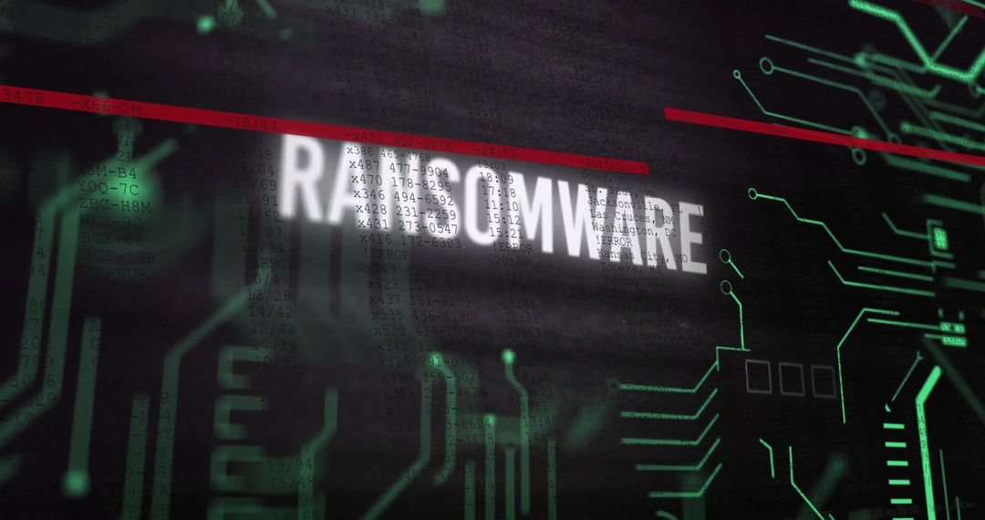 Ransomware Concept on Digital Interface Background