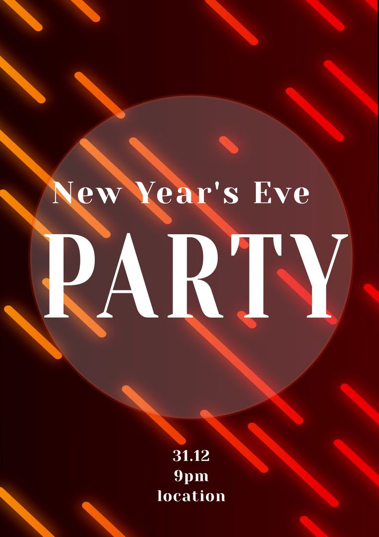 Neon New Year's Eve Party Invitation Design
