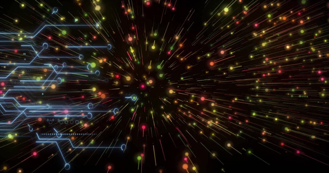 Futuristic Particle Burst with Digital Data Streams