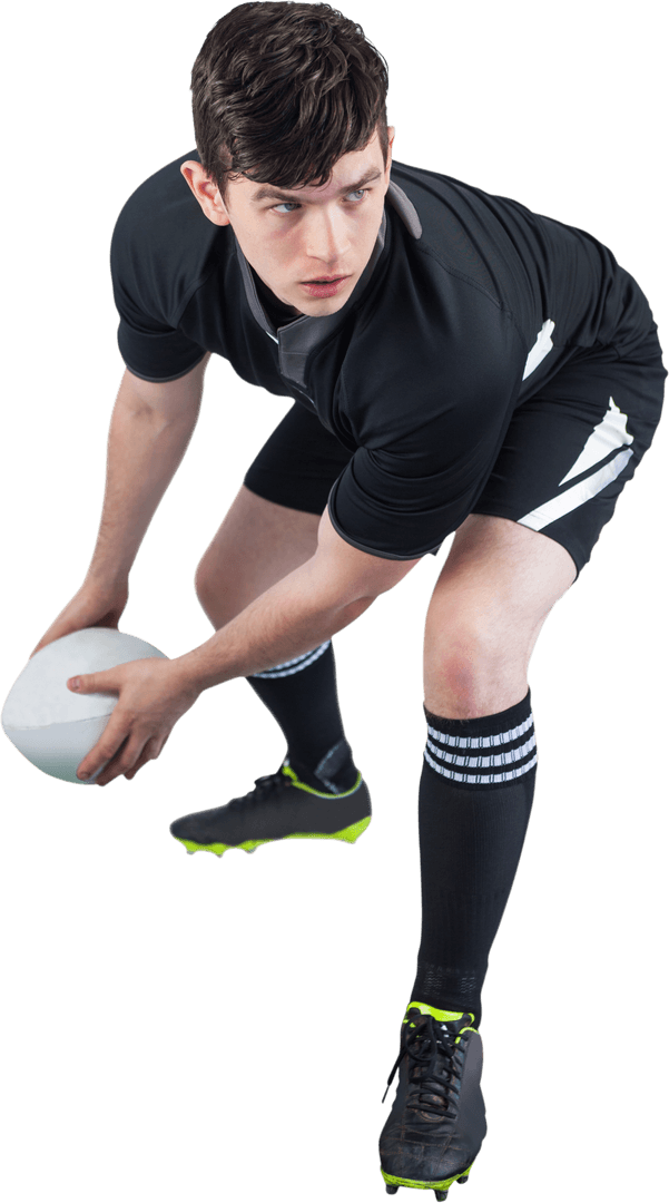 Focused Rugby Player Transparent Background