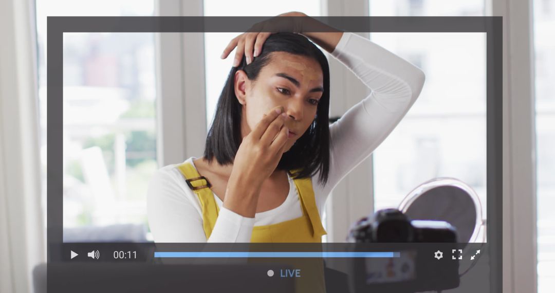 Beauty Vlogger Live Streaming Makeup Tutorial On Social Media
