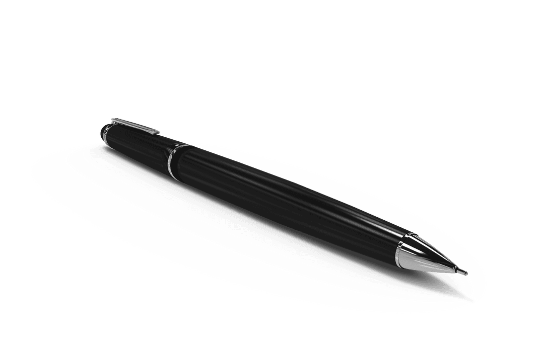 Sleek Black Pen Transparent Background Digital Illustration