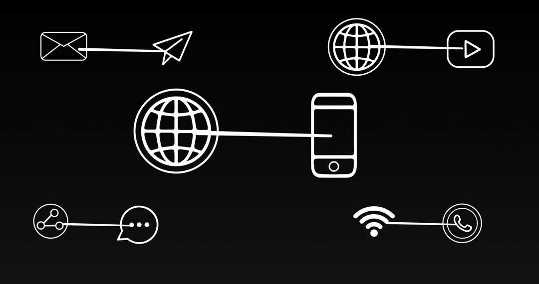 Digital Connectivity Icons with Smartphone and Global Network Symbols