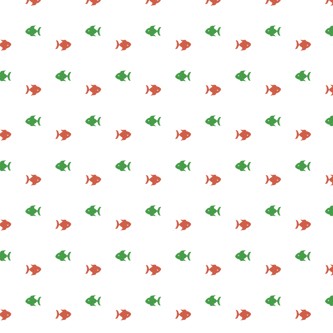Red Green Fish Pattern on Transparent Background
