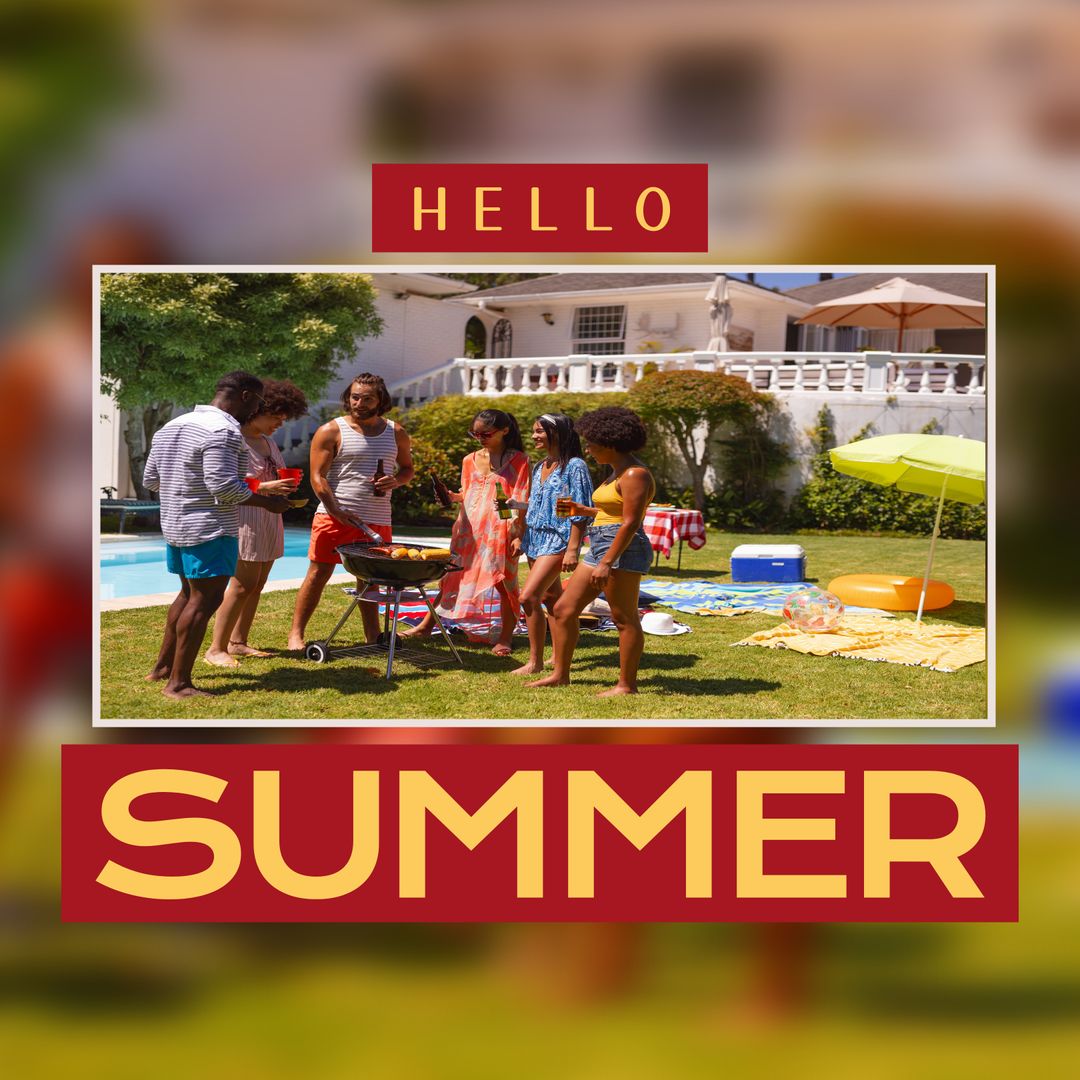 Friends Enjoying Summer Barbecue in Backyard Gathering