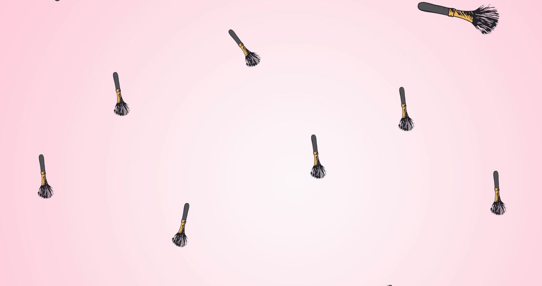 Repeating Makeup Brush Pattern on Pink Background
