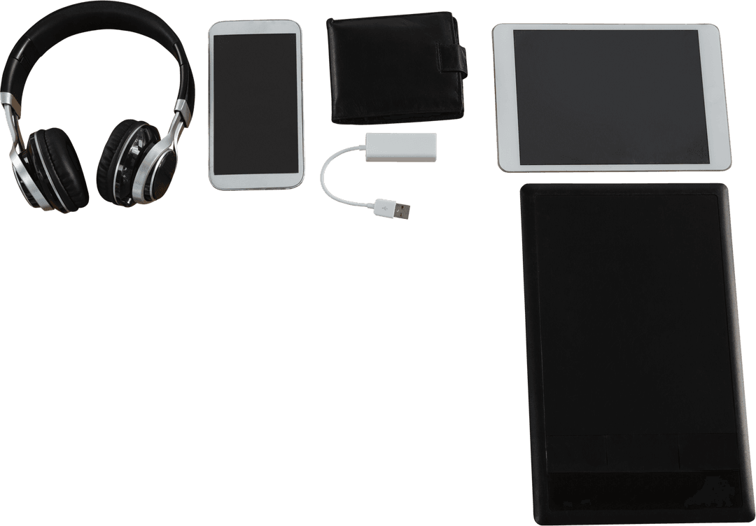 Digital Devices and Accessories Isolated on Transparent Background