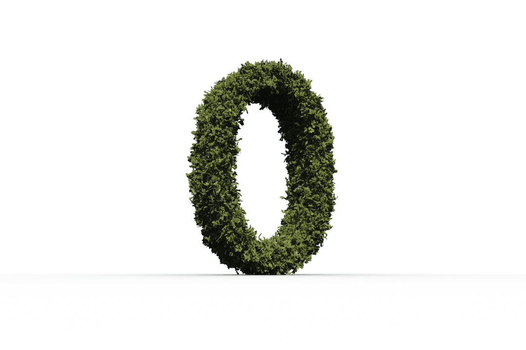 Transparent Leafy Zero Sculpture on Rough Surface