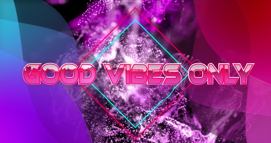 Retro Futuristic Good Vibes Only Neon Text Art