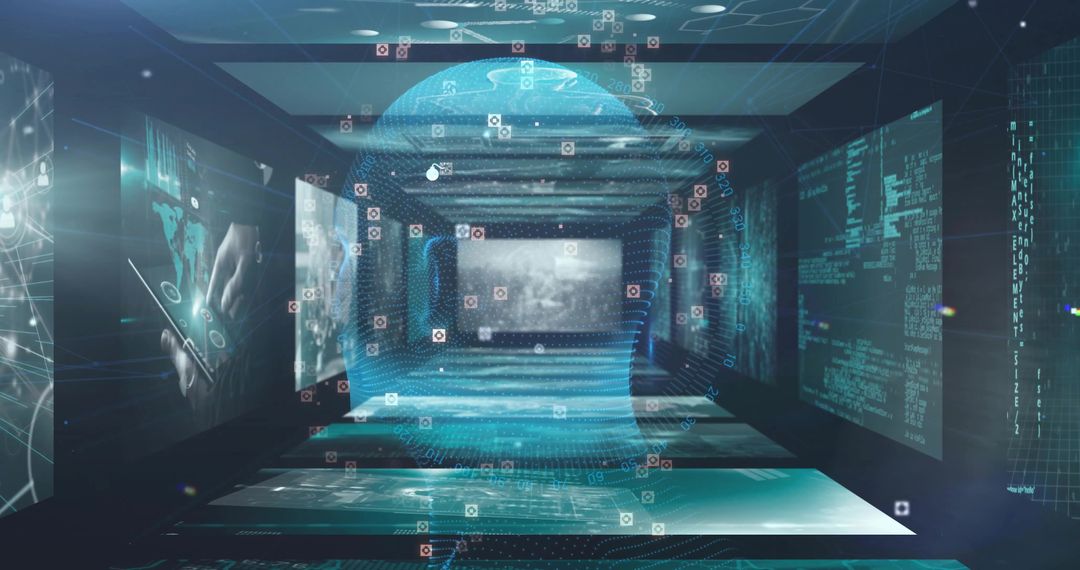 Futuristic Virtual Space Holographic Technology Concept