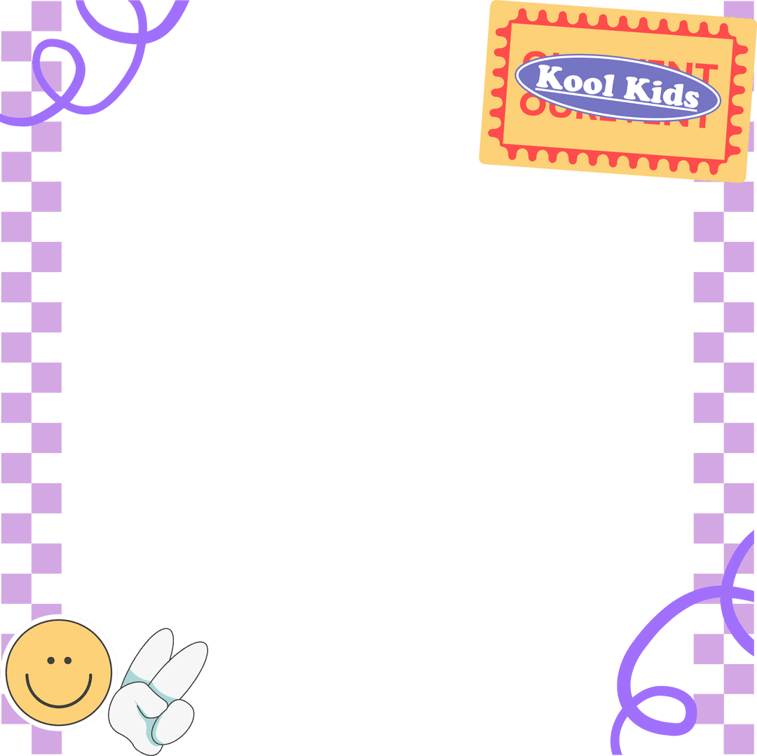 Playful Cartoon Transparent Frame with Vibrant Decorations