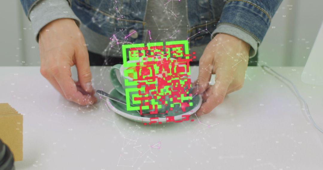Augmented Reality QR Code Above Coffee Mug