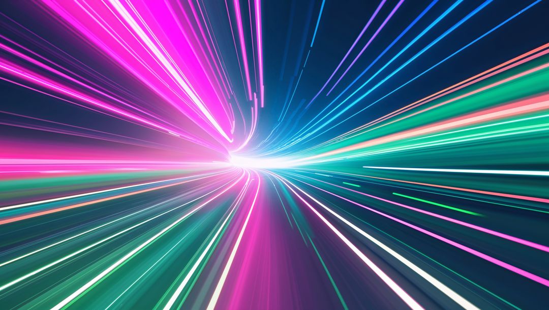 Futuristic Neon Light Tunnel Accelerating into Hyperspace