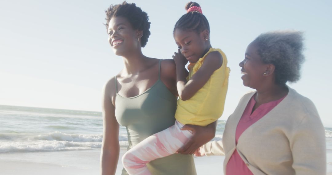 Three Generations of Happy African American Women Enjoying Beach Day - Free Images, Stock Photos and Pictures on Pikwizard.com