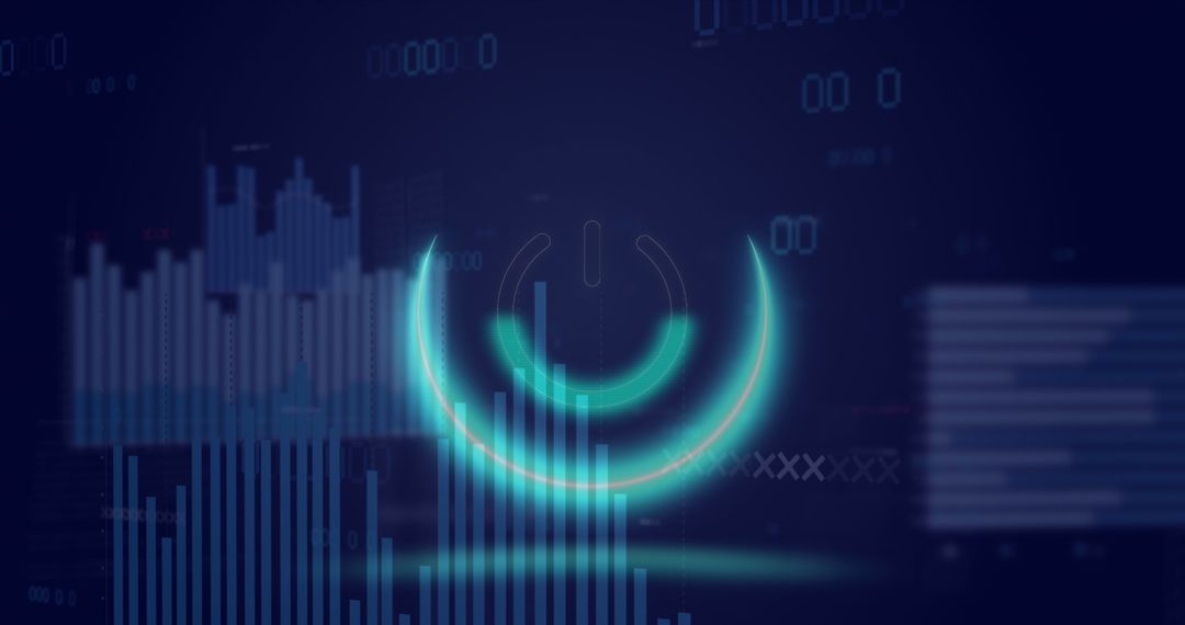 Futuristic Neon Interface with Financial Data Visualization