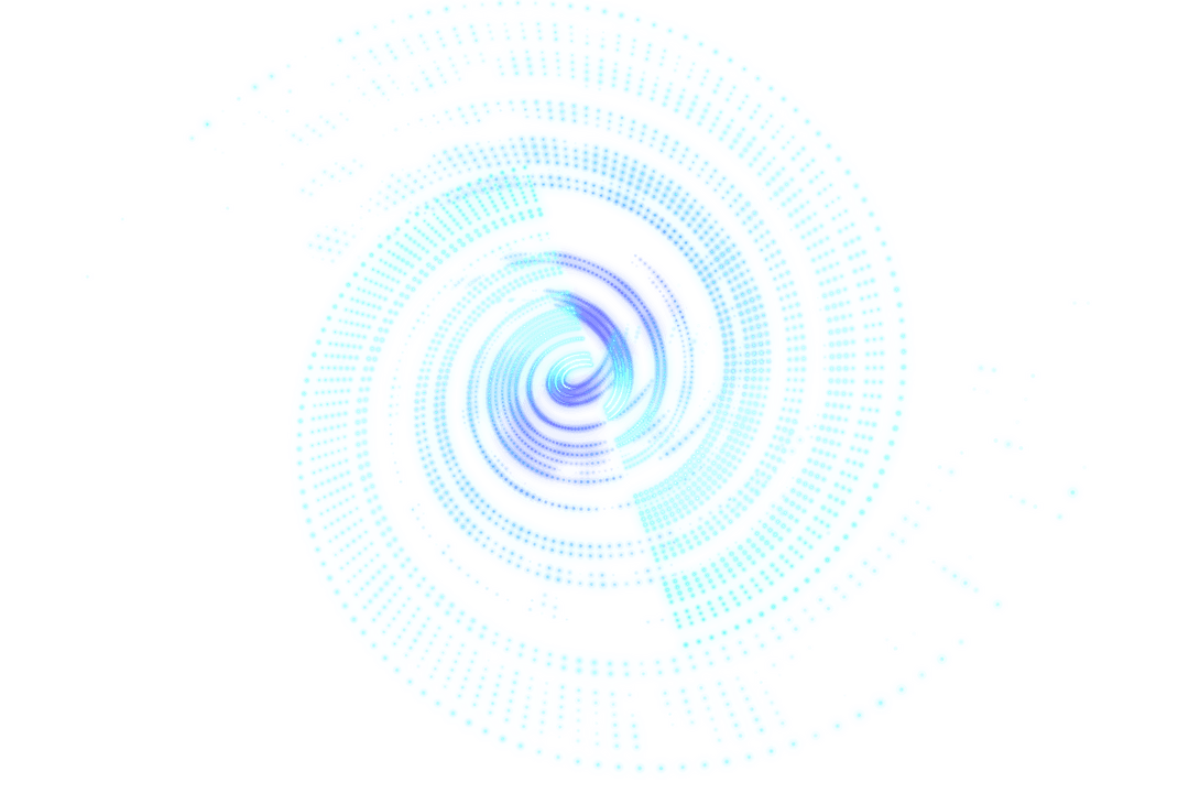 Digital Blue Abstract Spiral on Transparent Background