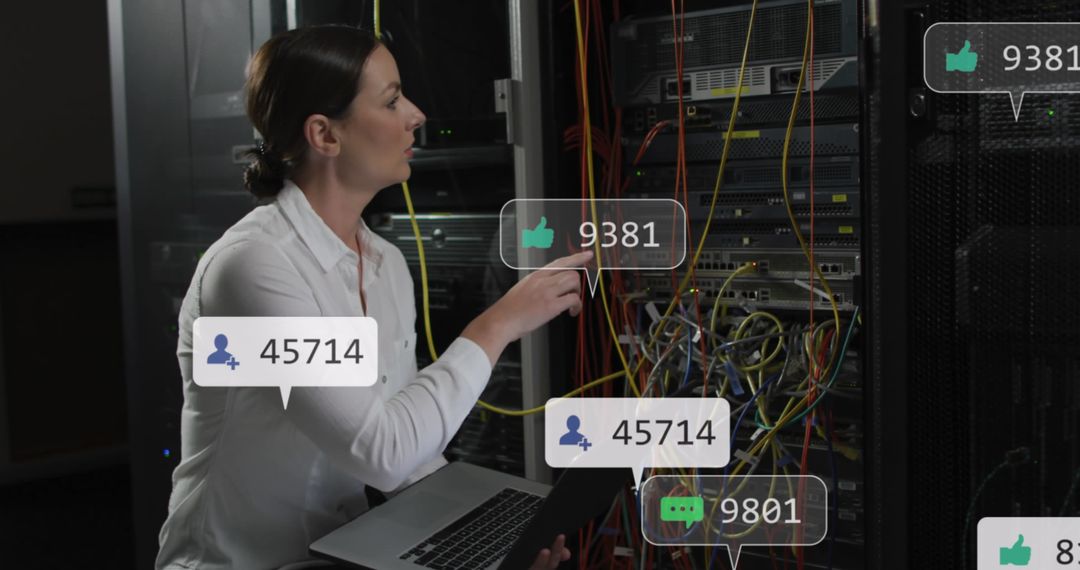IT Engineer Managing Server with Digital Social Media Interactions