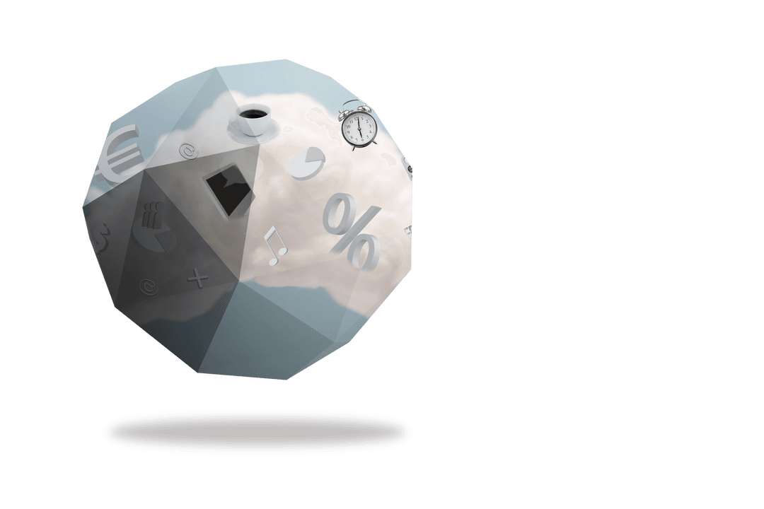 Abstract Transparent Sphere with Technology and Business Icons