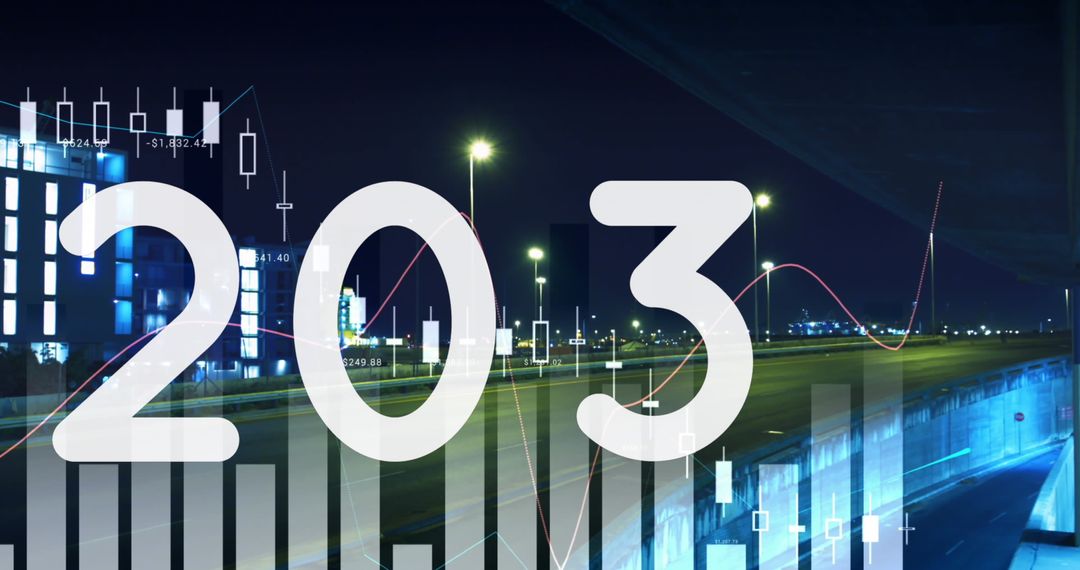 Time Lapse City Scene with Digital Data Overlay