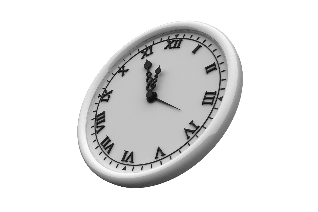 Transparent White Clock with Roman Numerals Design