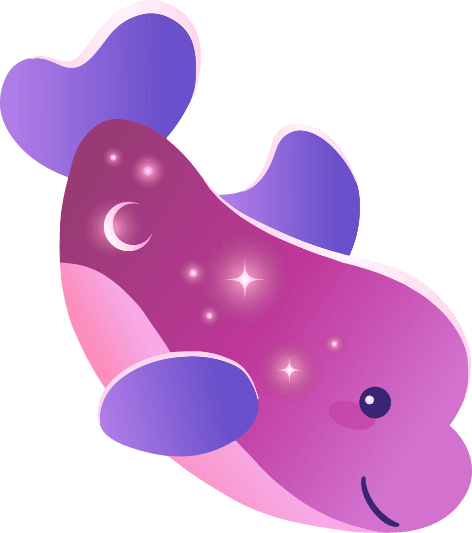 Transparent Celestial Fish with Stars and Moon Motif