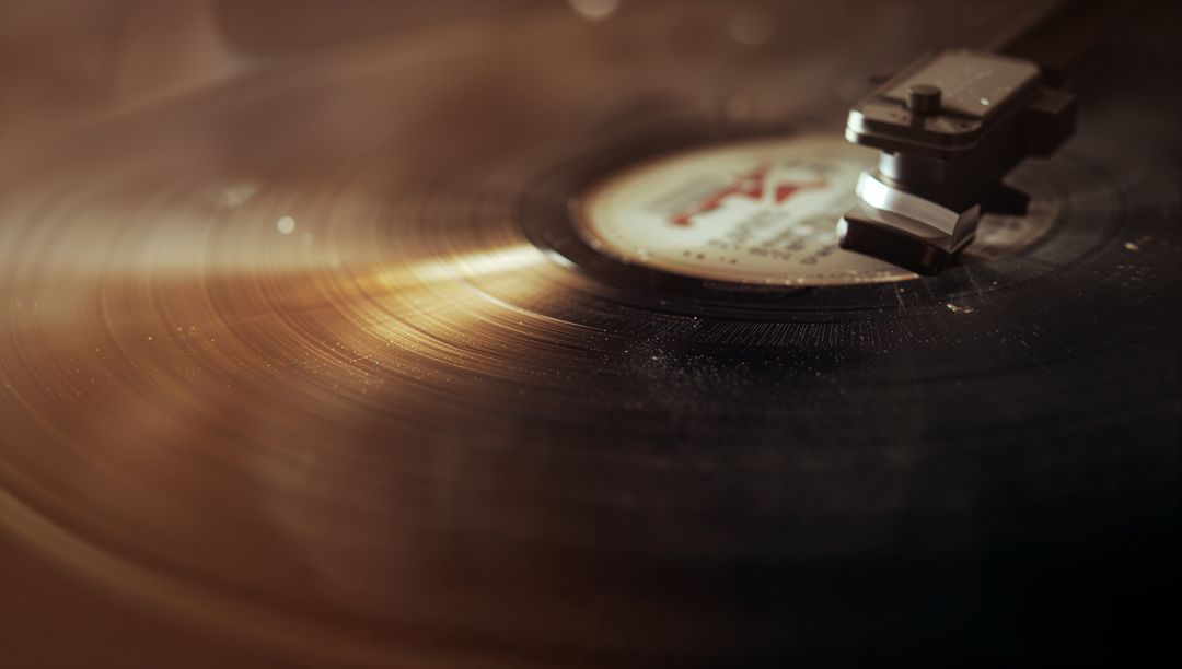 Spinning Vinyl Record on Turntable Creating Melodious Sound