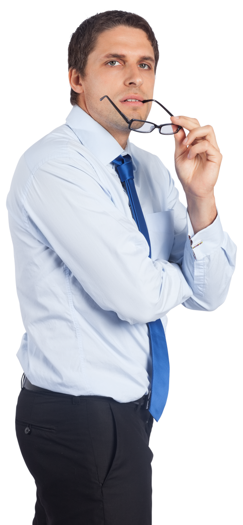 Contemplative Caucasian Businessman with Glasses on Transparent Background - Download Free Stock Images Pikwizard.com