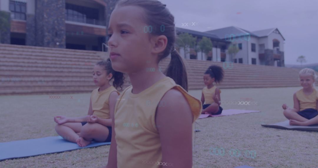 Young Girls Practicing Outdoor Meditation and Mindfulness