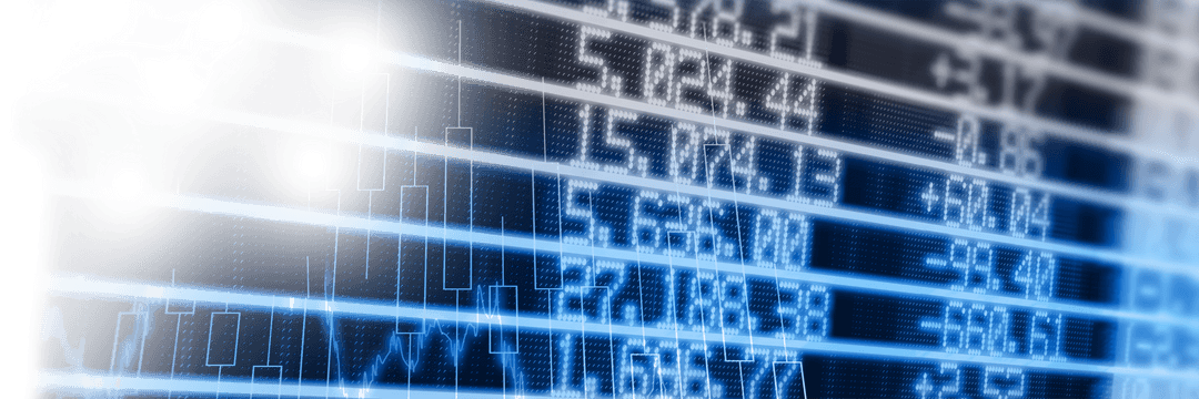 Transparent Financial Interface with Digital Charts and Numbers