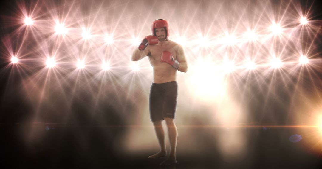 Boxer Preparing for a Fight Under Bright Lights - Free Images, Stock Photos and Pictures on Pikwizard.com