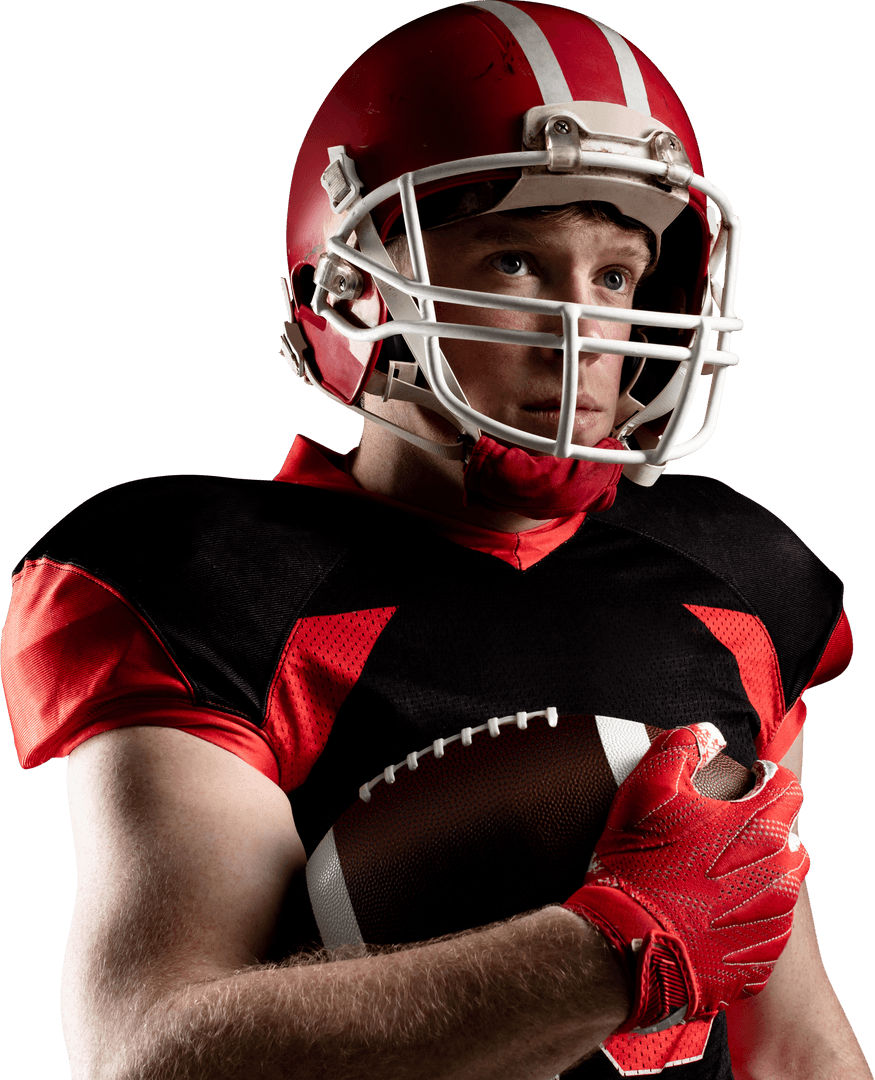 Transparent Rugged Football Player Holding Ball