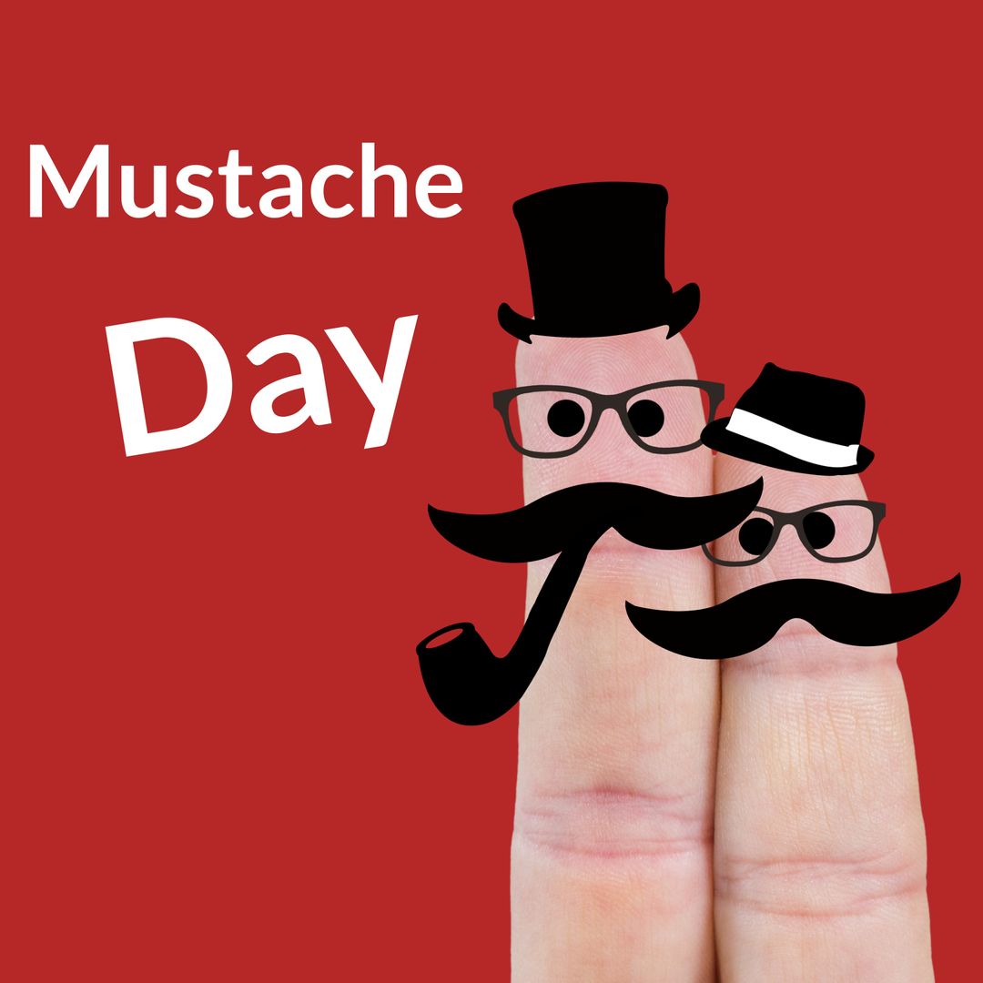 Finger Mustache Day Celebration with Stylish Hats and Glasses