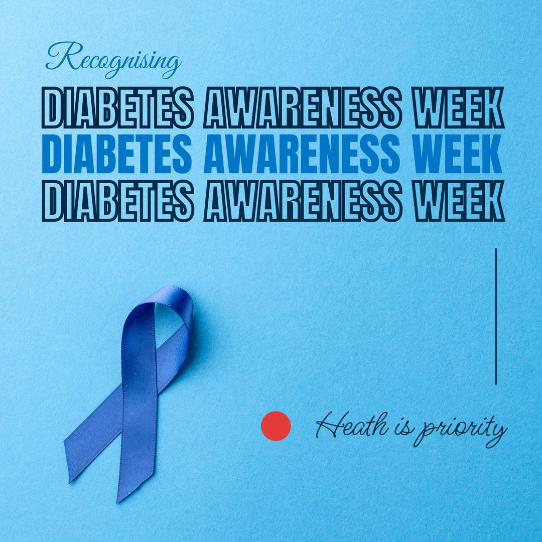Diabetes Awareness Week Campaign with Blue Ribbon