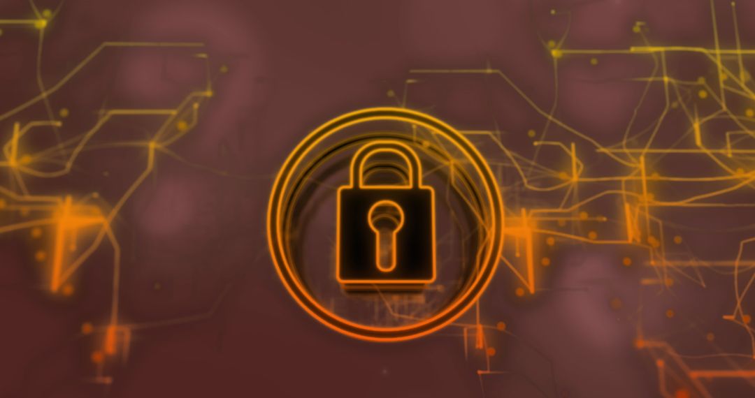 Cybersecurity Padlock Icon with Digital Connections