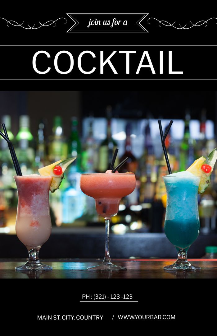 Vibrant Cocktail Scene Inviting Socialization at Bar