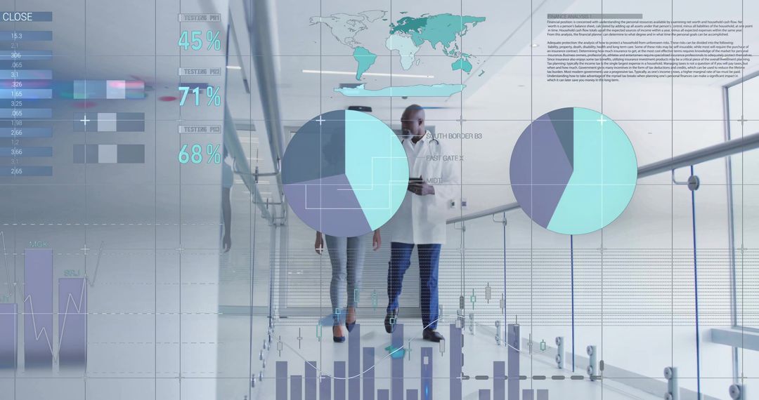 Scientists Analyzing Data with Augmented Reality Charts in Lab
