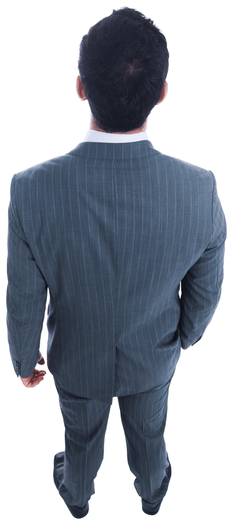 Transparent Back View Biracial Businessman Standing in Suit