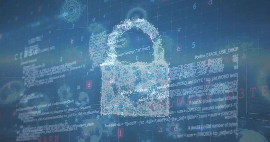 Digital Security Concept with Padlock and Code