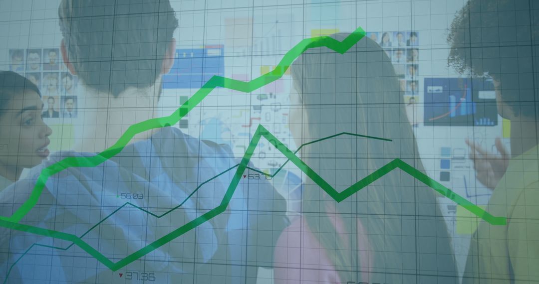 Team Collaboration Meeting Analyzing Business Data and Trends