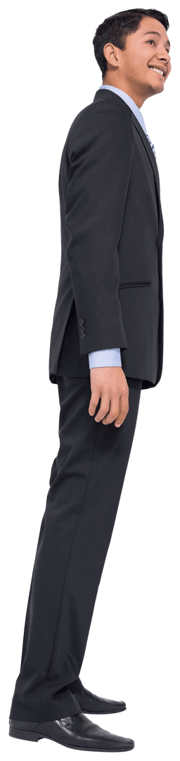 Smiling Biracial Businessman in Formal Suit on Transparent Background