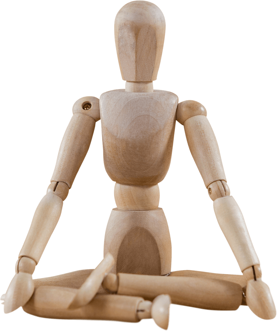 Wooden Figurine in Transparent Lotus Sitting Position