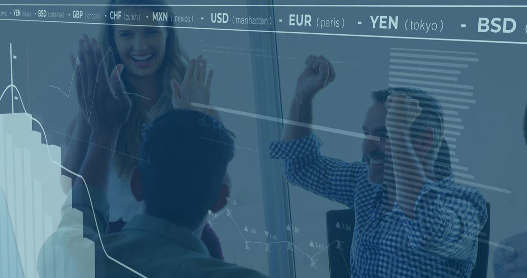 Business Team Celebrating Success with Data Analysis