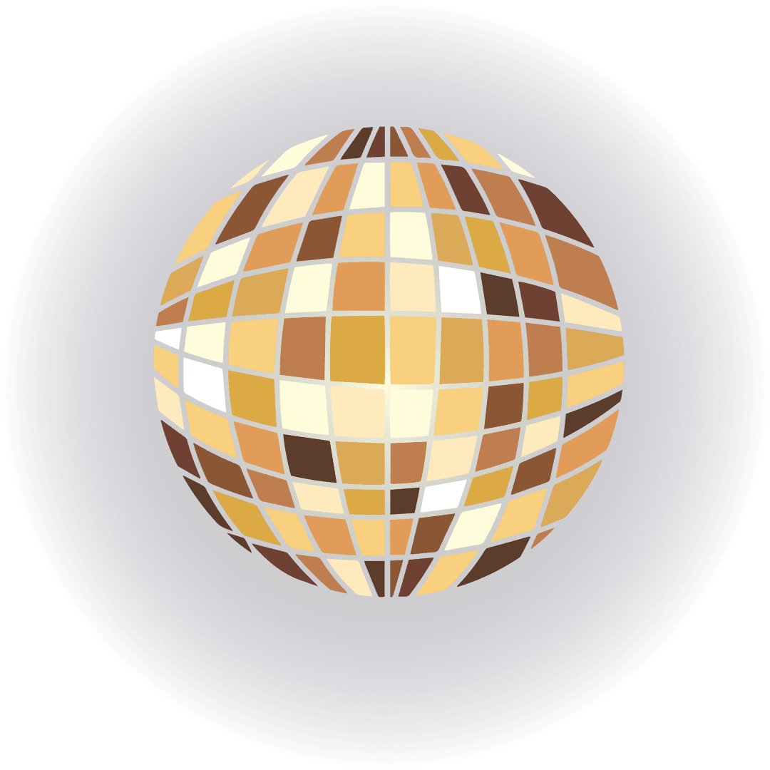 3D Mosaic Sphere with Transparent Background Exhibiting Futuristic Design