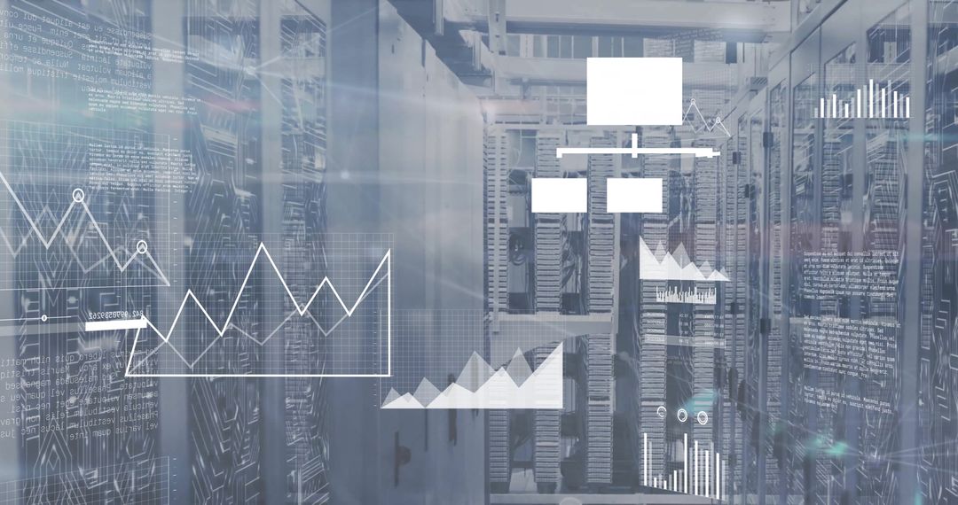 Futuristic Digital Data Interface in Modern Server Room