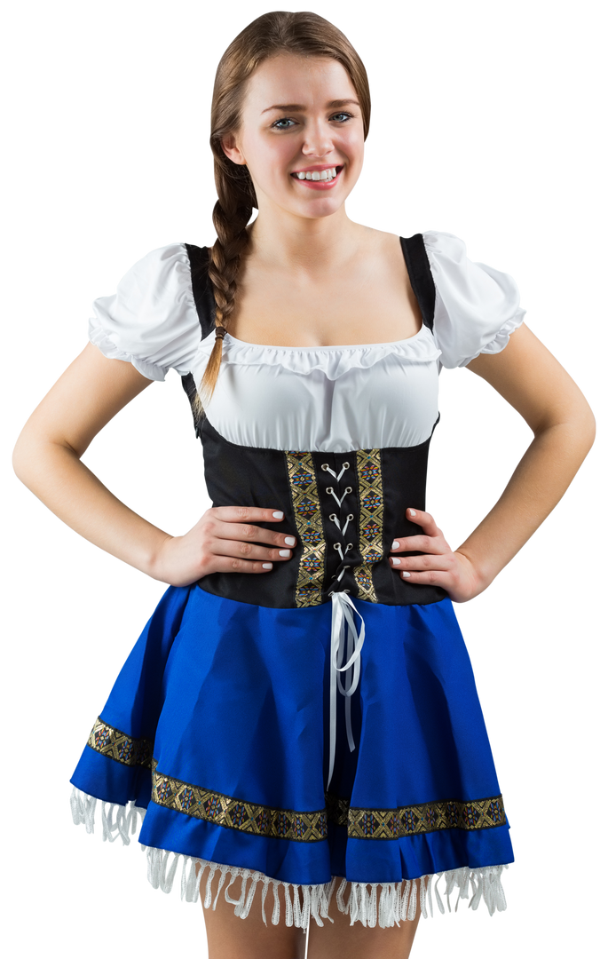 Smiling Woman in Traditional Oktoberfest Dress on Transparent Background - Download Free Stock Images Pikwizard.com