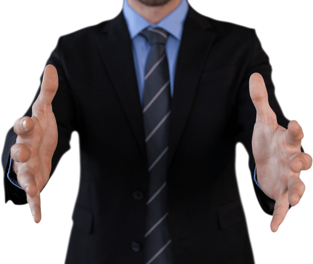 Transparent Businessman Greeting Emphasizing Invisible Product