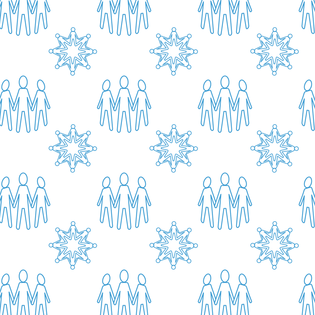 Seamless Blue People Pattern on Transparent Background