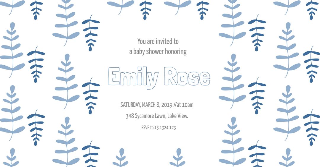 Blue Botanical Baby Shower Invitation with Tranquil Design