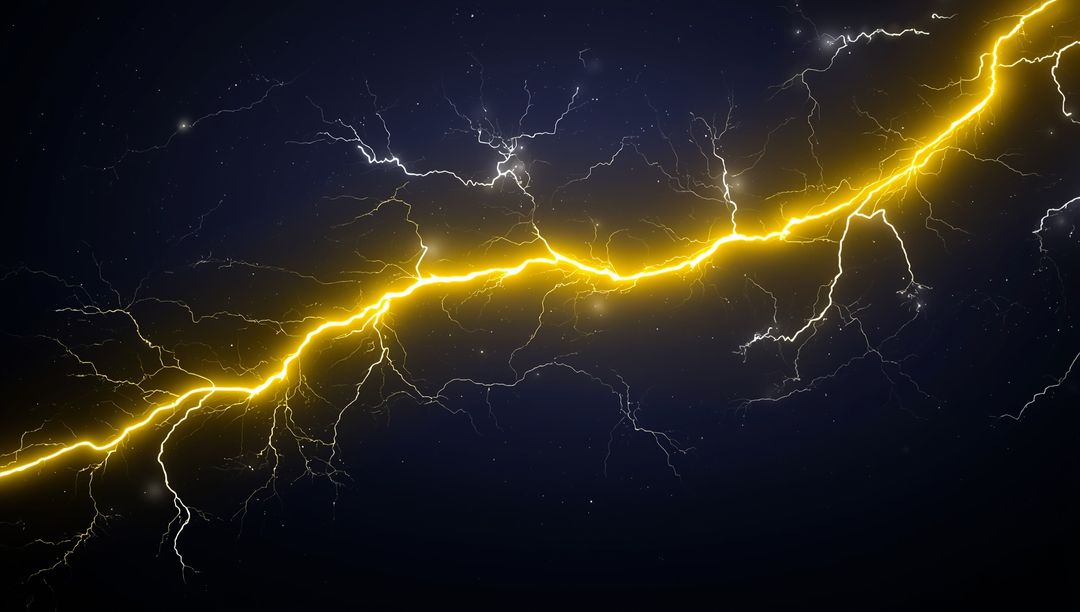 Dynamic Lightning Bolt Illuminating Stormy Night Sky